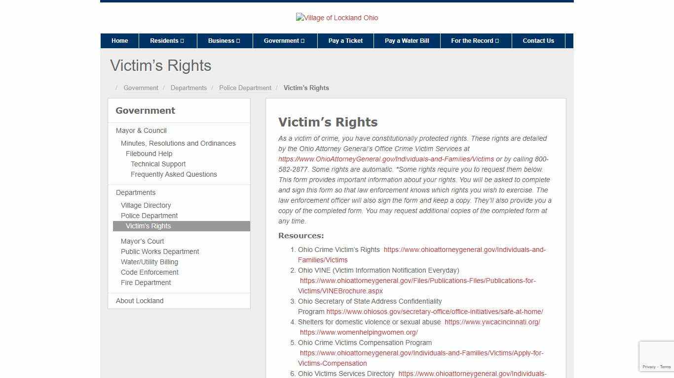 Victim’s Rights Village of Lockland Ohio